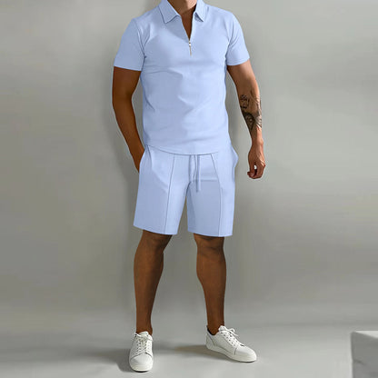 Herren Poloshirt Sportlich Kurzarm mit Shorts Set