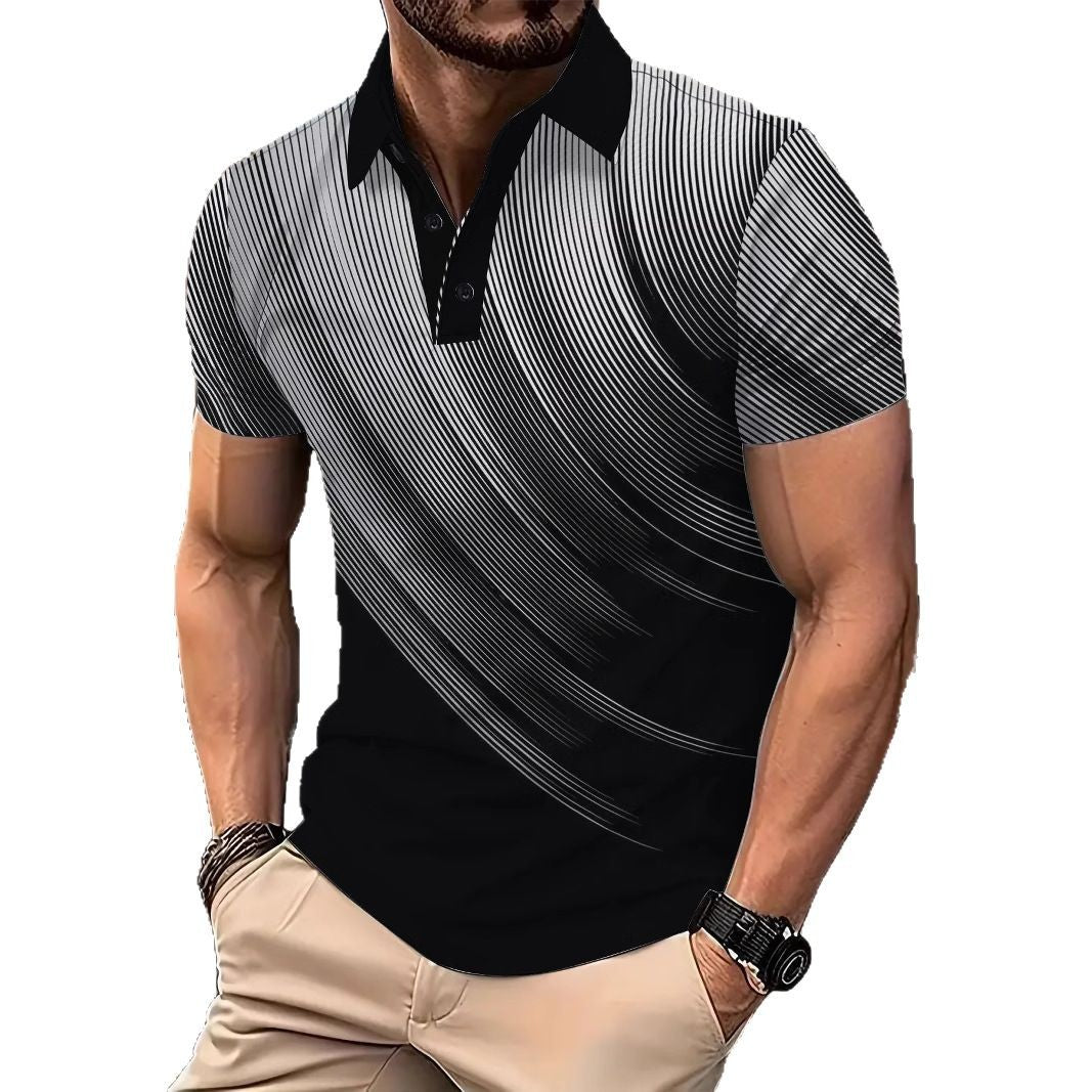 Herren Poloshirt Streifenmuster atmungsaktiv Modern