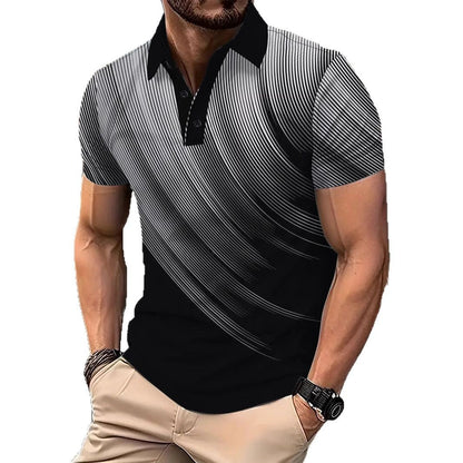 Herren Poloshirt Streifenmuster atmungsaktiv Modern
