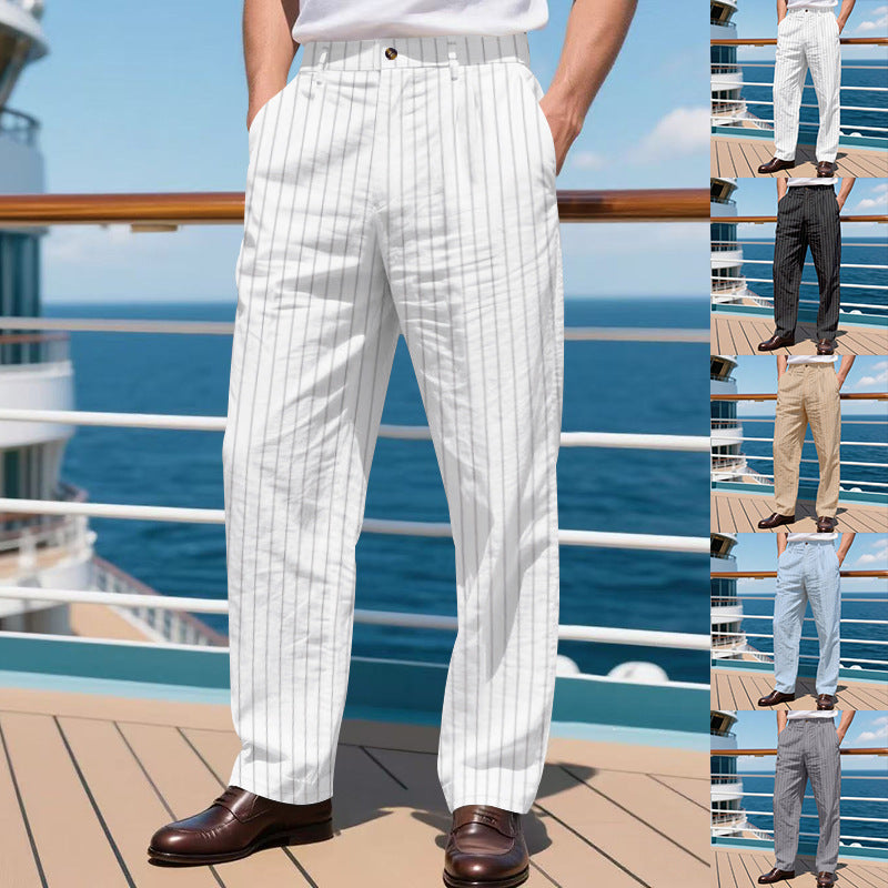 Herren Anzug-Hose Slim Fit Streifen Komfortbund Elegant - BerlinGlamour