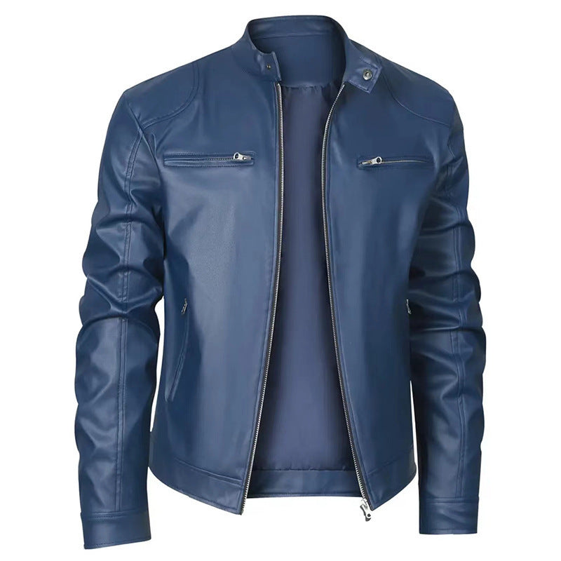 Lederjacke Herren Bikerjacke Schwarz mit Reißverschluss
