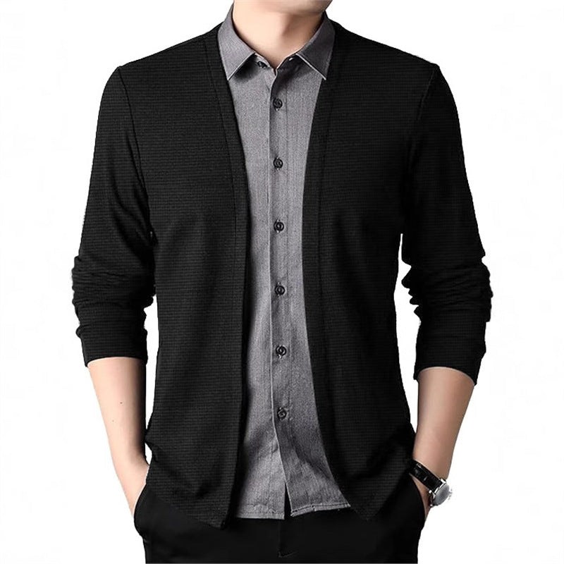 Herren Cardigan Strukturiert Offene Kanten Modern