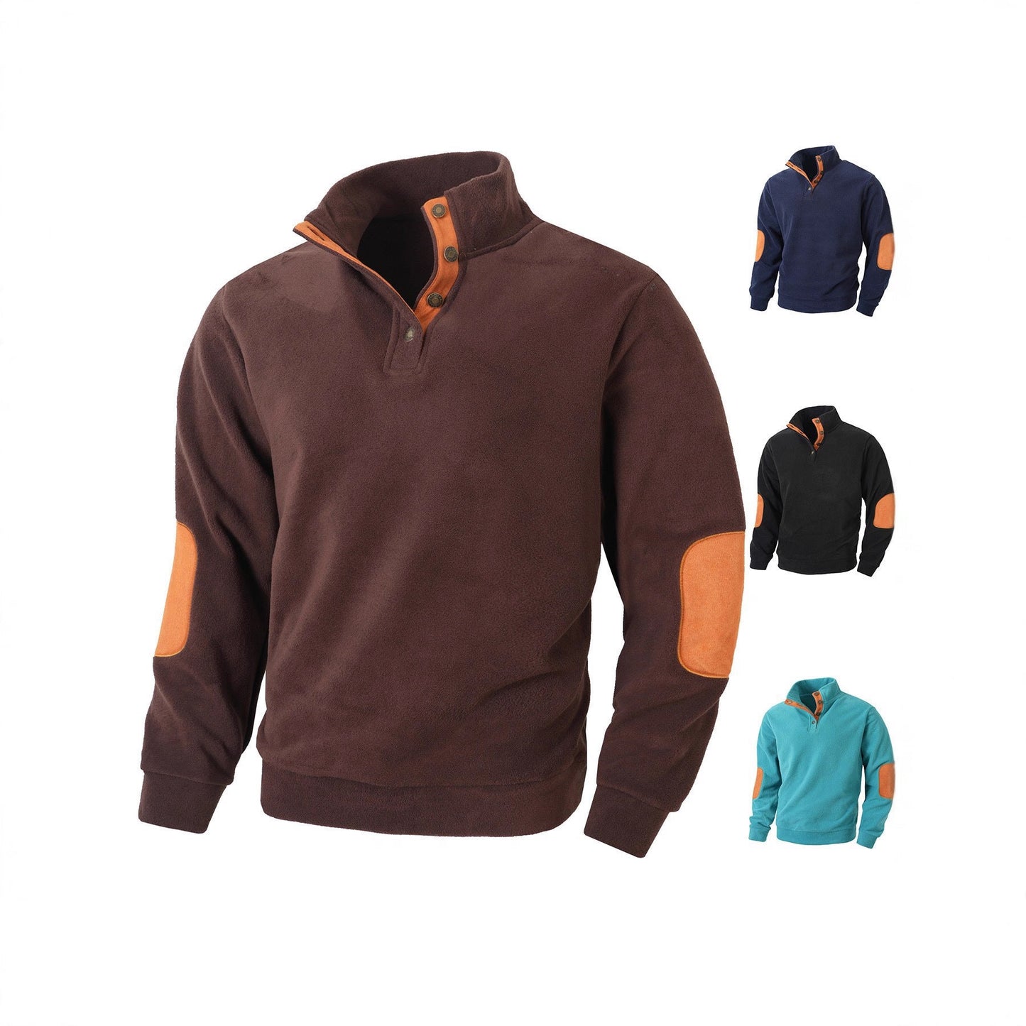 Herren Fleece Pullover Bequem Kragen Kontrastbesatz Modern - BerlinGlamour