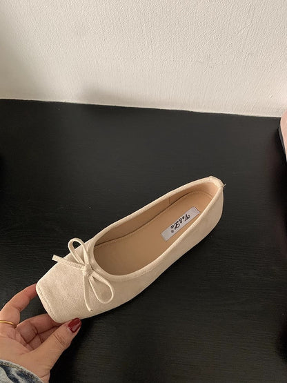 Damen Ballerinas Wildleder mit Schleifendetail Elegante Schuhe