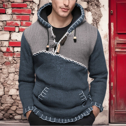 Herren Kapuzenpullover Zickzack Muster Hochwertig Strick