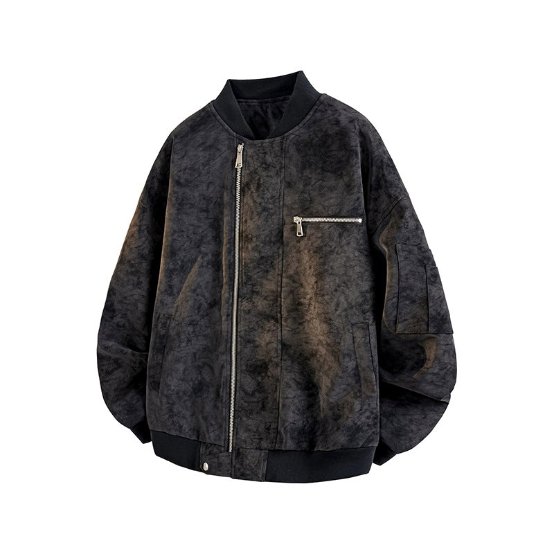 Herren Bomberjacke Oversized Lässig Strapazierfähig mit Taschen