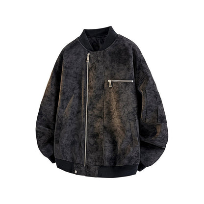 Herren Bomberjacke Oversized Lässig Strapazierfähig mit Taschen