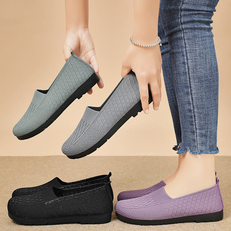 Damen Slip-On Schuhe Elastisch Bequem Freizeit