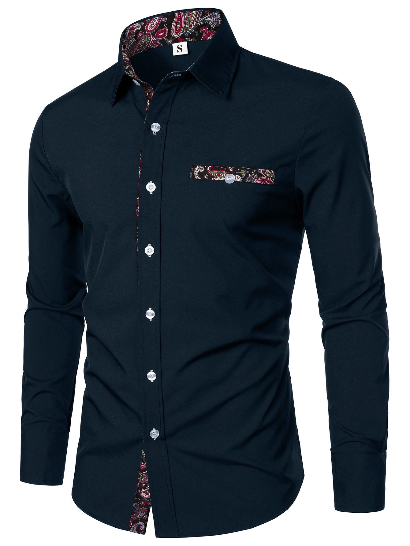 Herren Hemd Langarm Paisley Muster Modern Berlin