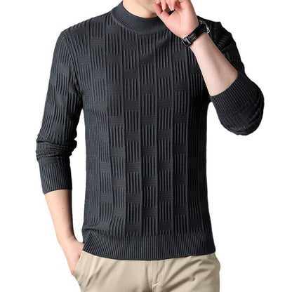 Herren Pullover Feinstrick Modernes Design Grau