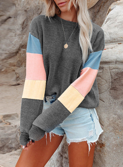 Damen Pullover Bunt Ärmel Design Modern Damenmode