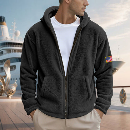 Herren Hoodie Fleece Warm mit Taschen und Reißverschluss Modern