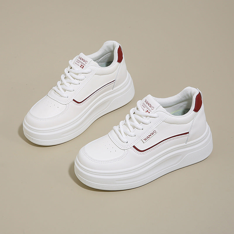 Damen Plateau Sneaker Hoch Glatt Elastisch
