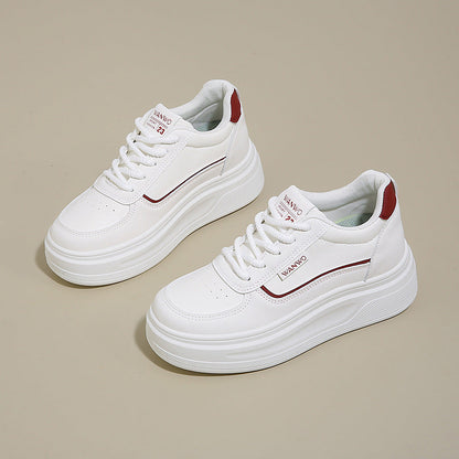 Damen Plateau Sneaker Hoch Glatt Elastisch