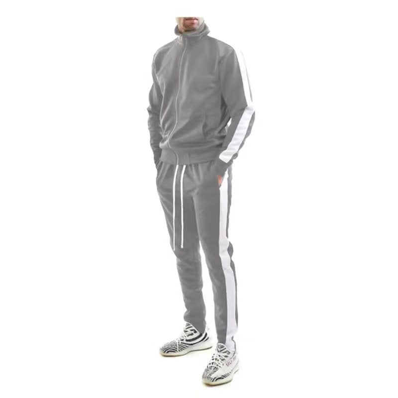 Herren Trainingsanzug Slim Fit Sportlich Hoher Kragen