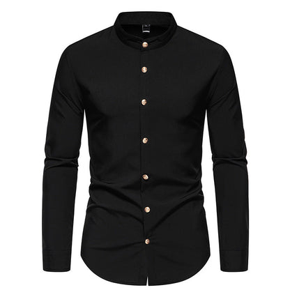 Herren Hemd Langarm Moderner Stehkragen Elegantes Design