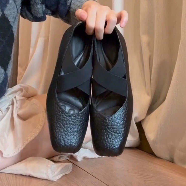 Damen Mokassins Elastisch Überkreuz Riemen Komfort Design