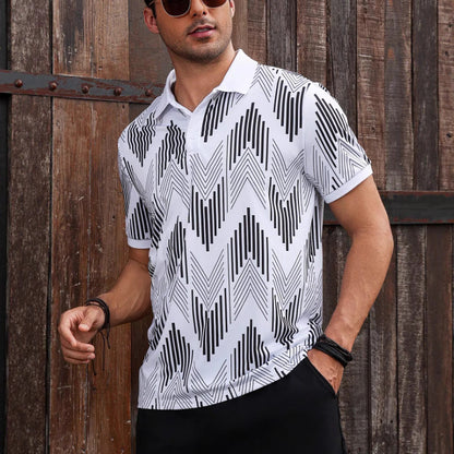 Herren Polohemd Geometrisches Design Modern Sportlich - BerlinGlamour
