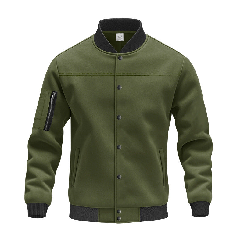 Herren Collegejacke Modern mit Taschen Grau Casual
