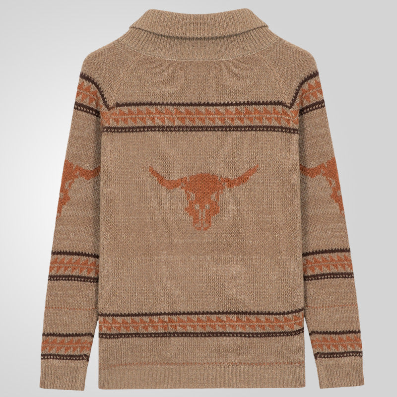 Herren Strickjacke Wildwest Muster Warm Futter