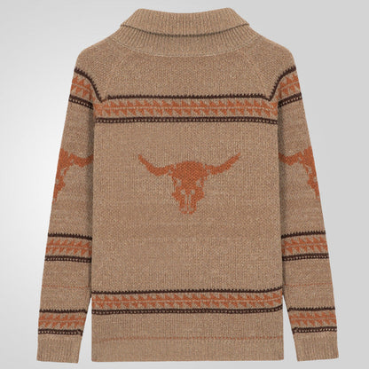 Herren Strickjacke Wildwest Muster Warm Futter