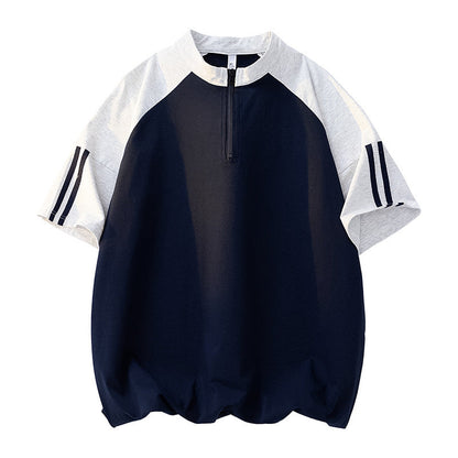 Herren Sportshirt Kurzarm Modern Reißverschluss Top