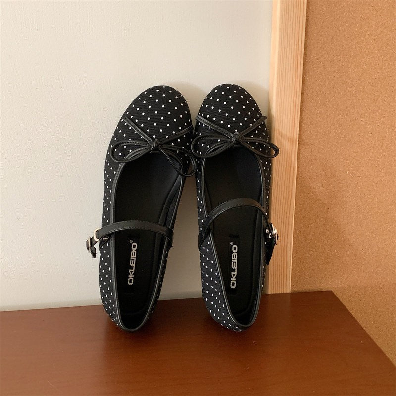 Damen Ballerinas mit verstellbarem Riemen und Schleife Bequem Chic