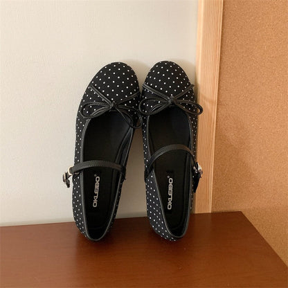 Damen Ballerinas mit verstellbarem Riemen und Schleife Bequem Chic