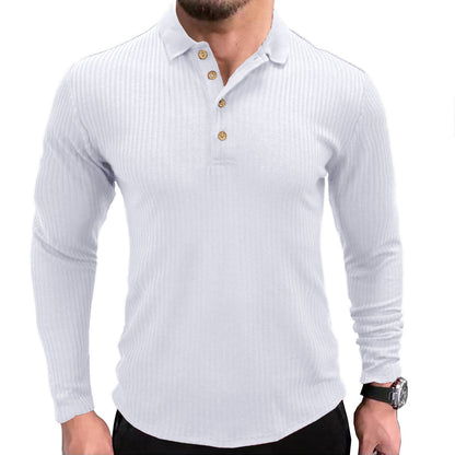Herren Langarmshirt Strukturiert Henley Ausschnitt Modern