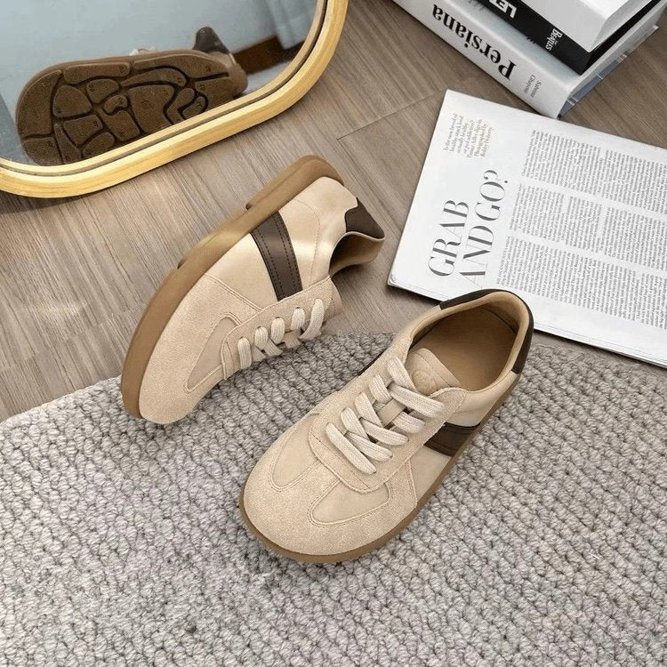 Damen Sneaker Sportlich Veloursleder Bequem Laufsohle