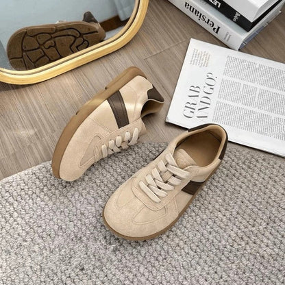 Damen Sneaker Sportlich Veloursleder Bequem Laufsohle