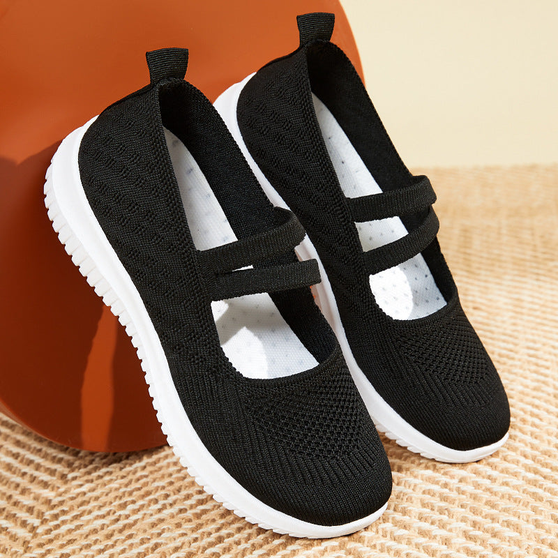 Damen Sneaker Bequem Slip-On mit Klettverschluss