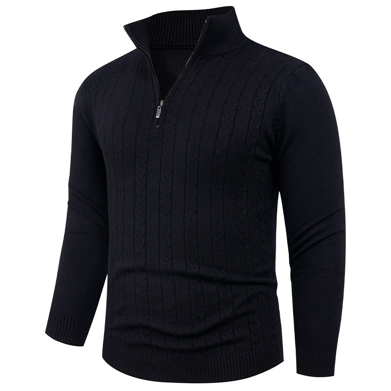 Herren Pullover Strukturiert mit Reißverschluss Kragen Modern