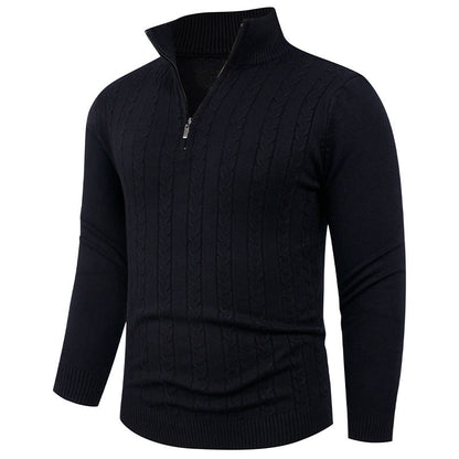 Herren Pullover Strukturiert mit Reißverschluss Kragen Modern