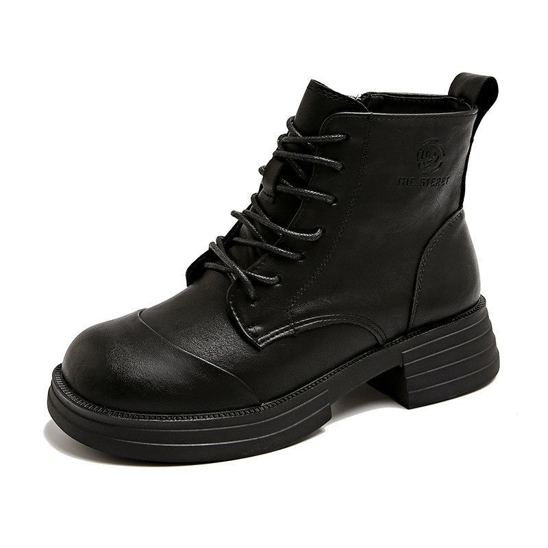 Damen Stiefeletten Schnürstiefeletten Reißverschluss Robust - BerlinGlamour