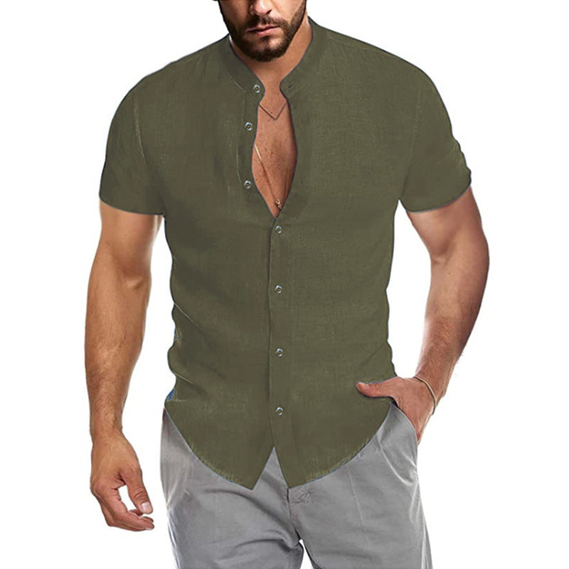 Herren Hemd Kurzarm Elegant Stehkragen Berlin Style - BerlinGlamour