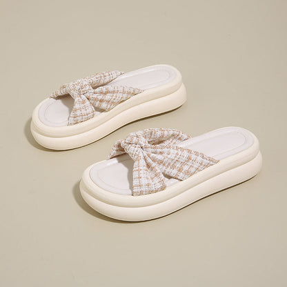 Damen Slippers Bequem mit Schleife Modern Frauen Schuhe