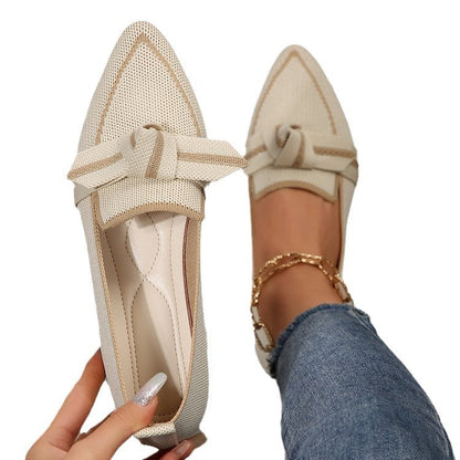 Damen Ballerinas Schick Schleifen Detail Stabiler Boden
