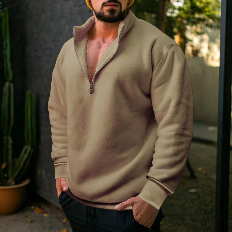 Herren Fleece Pullover Lässig Halbzipp Modern