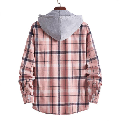 Herren Overshirt Kapuze Karomuster Modern