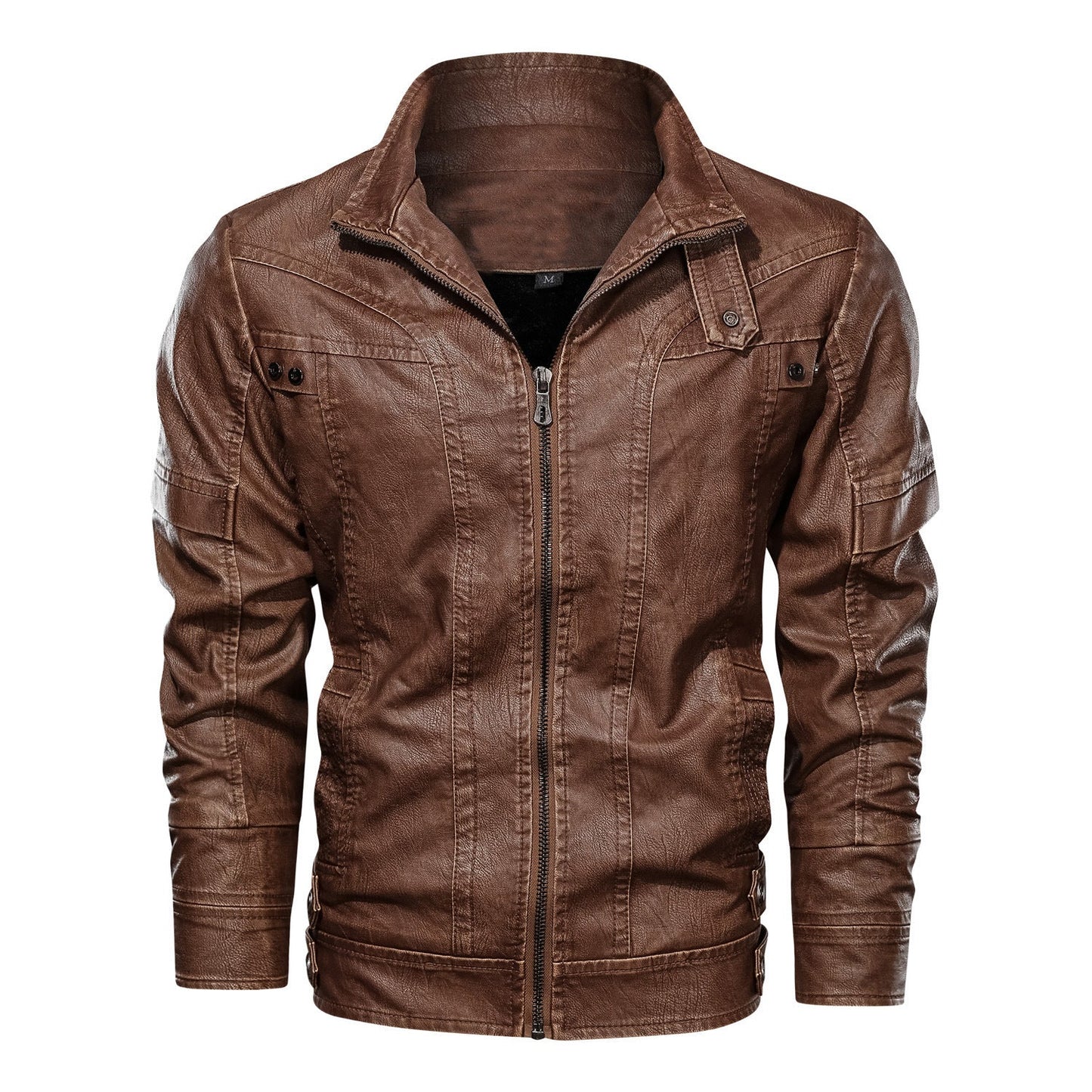 Herren Lederjacke Lässig Mit Taschen Modern Schnitt