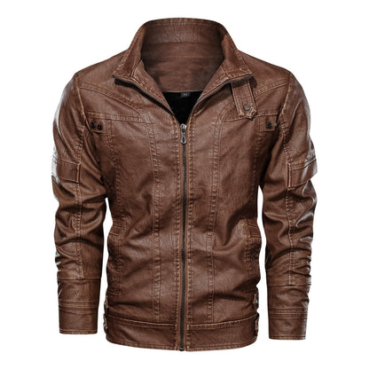 Herren Lederjacke Lässig Mit Taschen Modern Schnitt