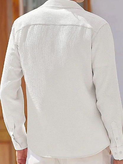 Elegantes Herren Langarmhemd Strukturiert Modern