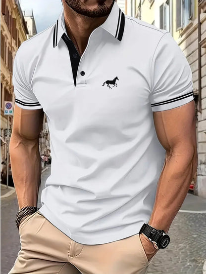 Herren Poloshirt Modern Kontrastkragen Slim Fit
