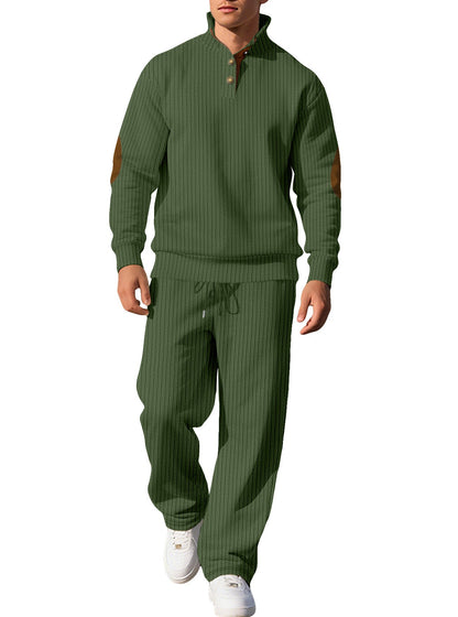 Herren Sweatshirt Sportlich Modern Knopfleiste Design