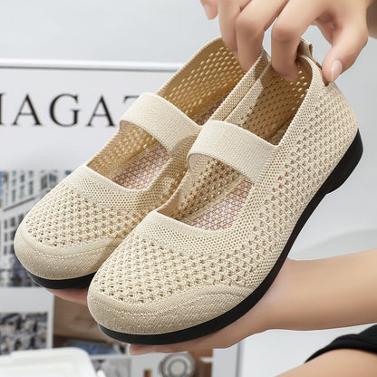 Damen Ballerinas atmungsaktiv Strick elastisch - BerlinGlamour