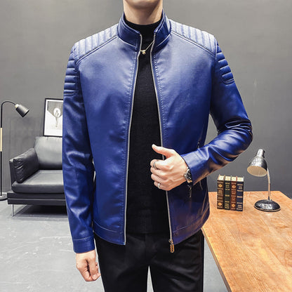 Lederjacke Herren Modern Sportlich mit Nieten und Reißverschluss