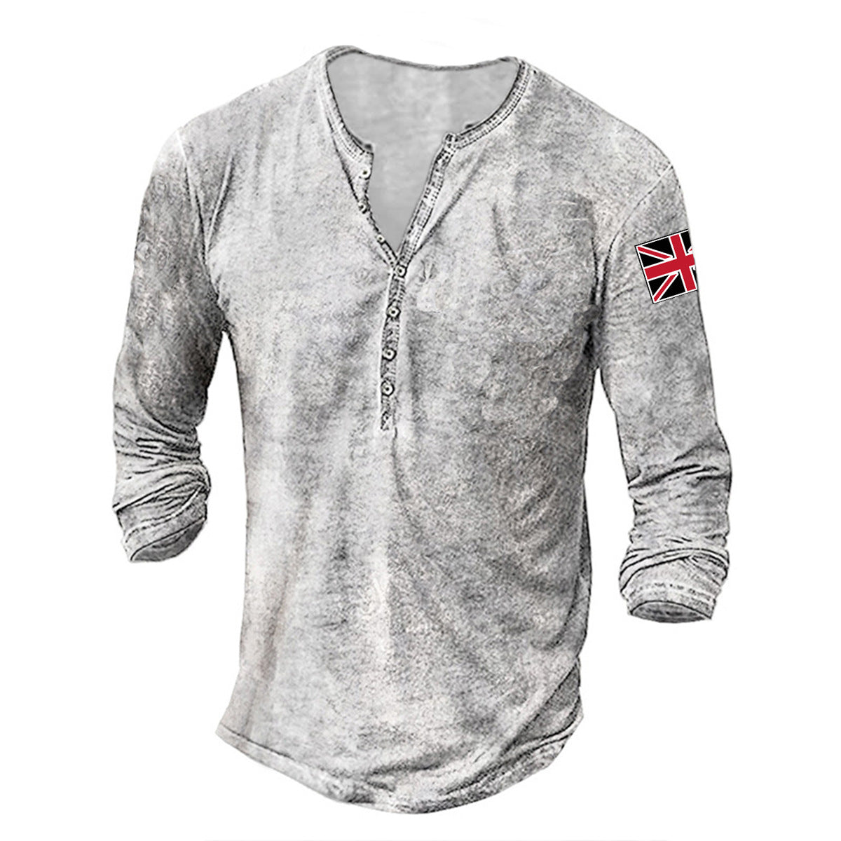 Herren Langarmhemd Modern mit Knöpfen und Aufdruck