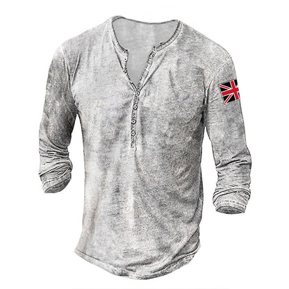Herren Langarmhemd Modern mit Knöpfen und Aufdruck