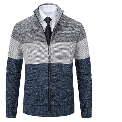 Herren Strickjacke Strukturiertes Farbblock Design Modern